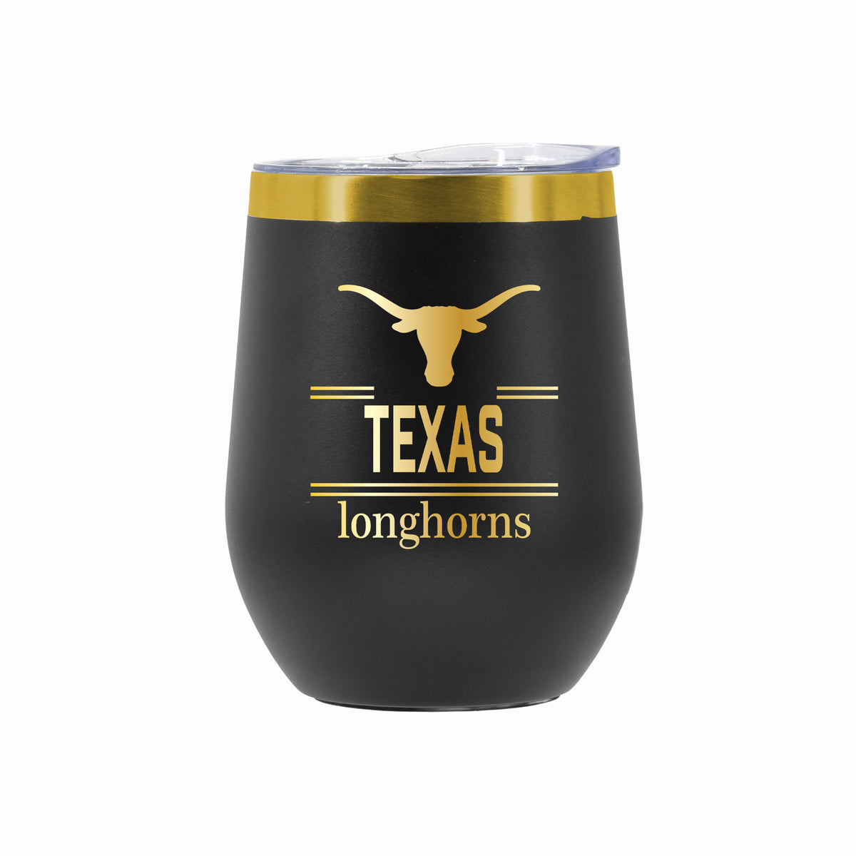12 oz Stainless Steel Wine Tumbler with Gold Etched Classic Crew Team Design, University of Texas