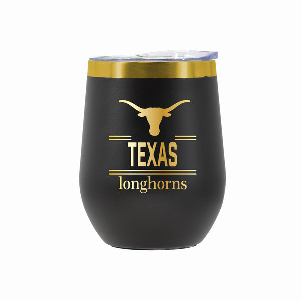 12 oz Stainless Steel Wine Tumbler with Gold Etched Classic Crew Team Design, University of Texas