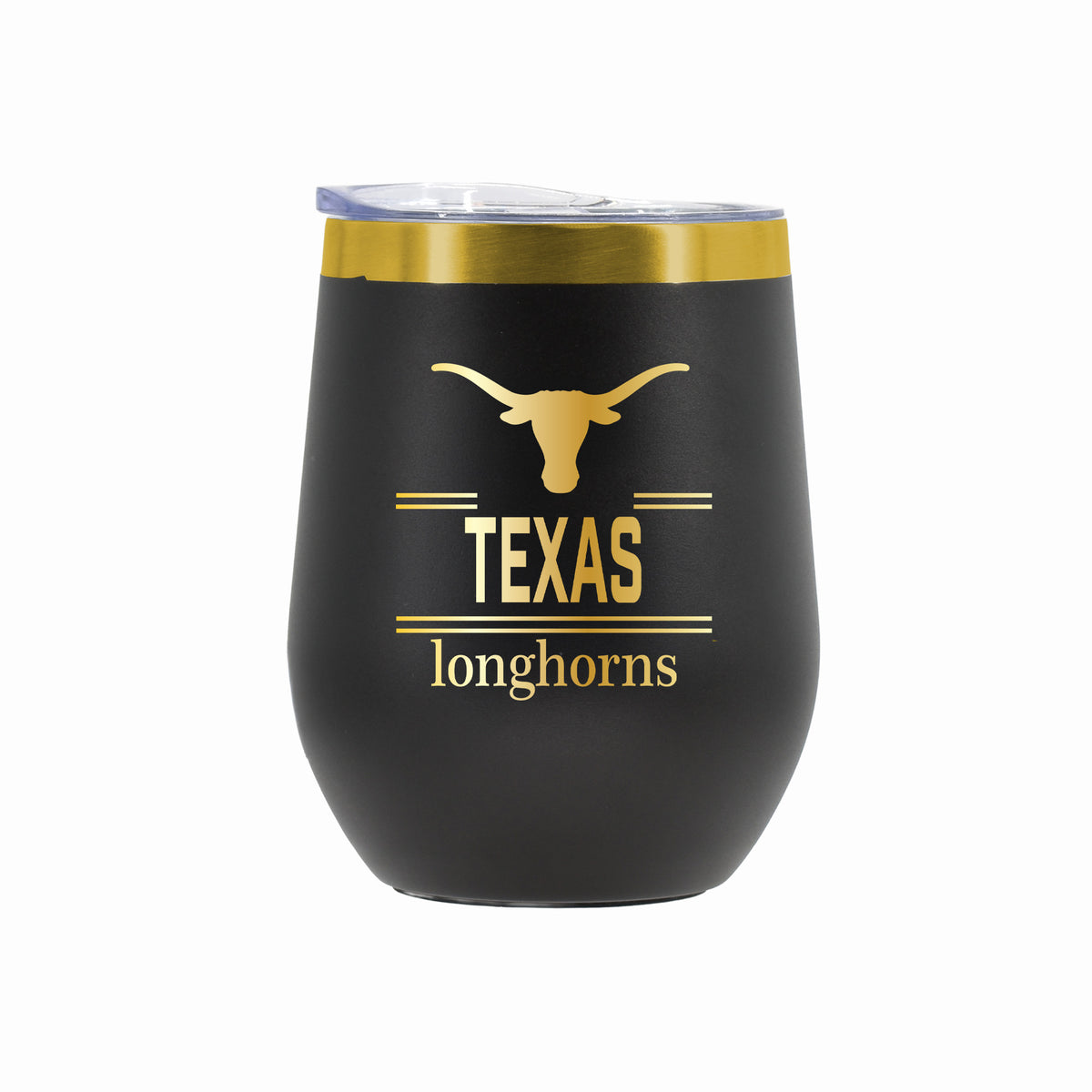 12 oz Stainless Steel Wine Tumbler with Gold Etched Classic Crew Team Design, University of Texas