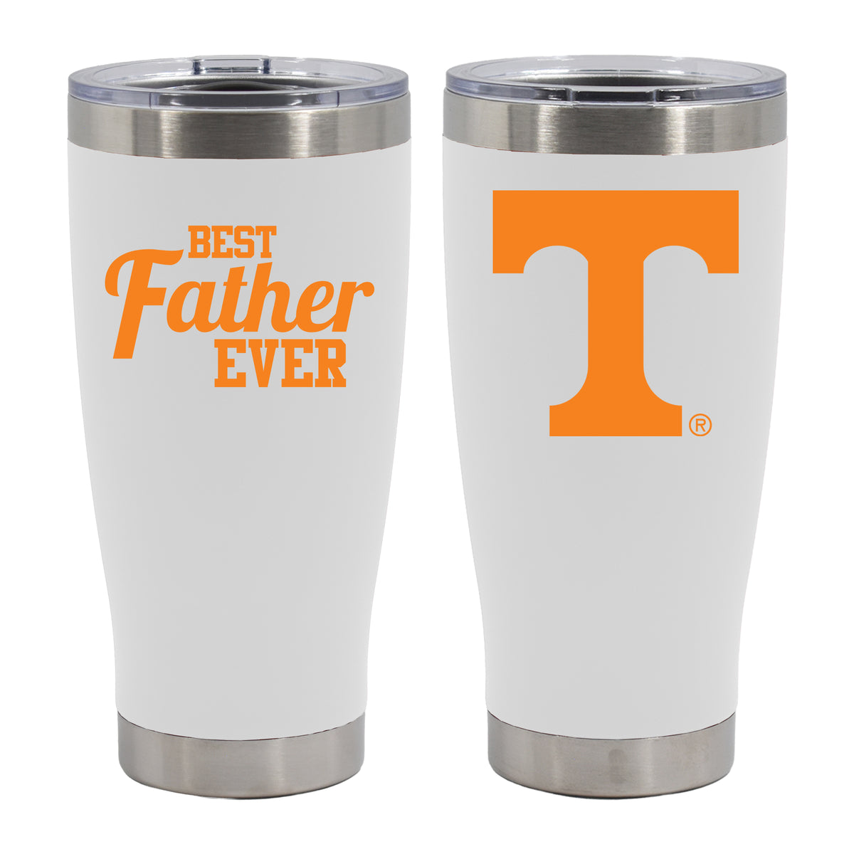 20oz Orange Stainless Steel Tumbler, Direct Print, Best Dad Ever Design, University of Tennessee