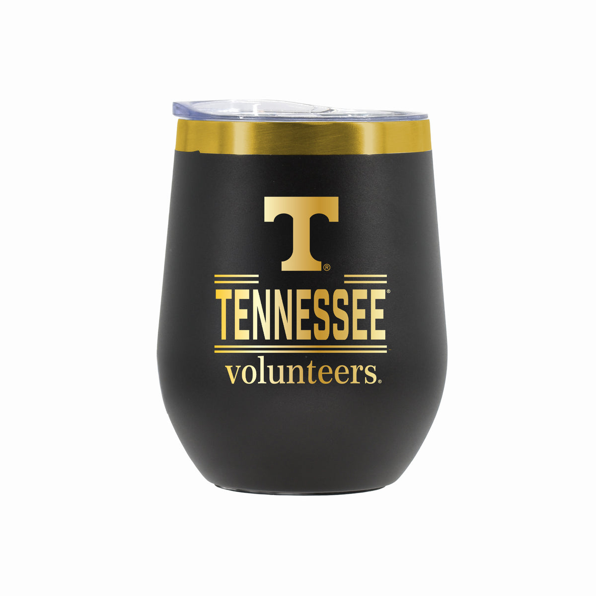 12 oz Stainless Steel Wine Tumbler with Gold Etched Classic Crew Team Design, University of Tennessee