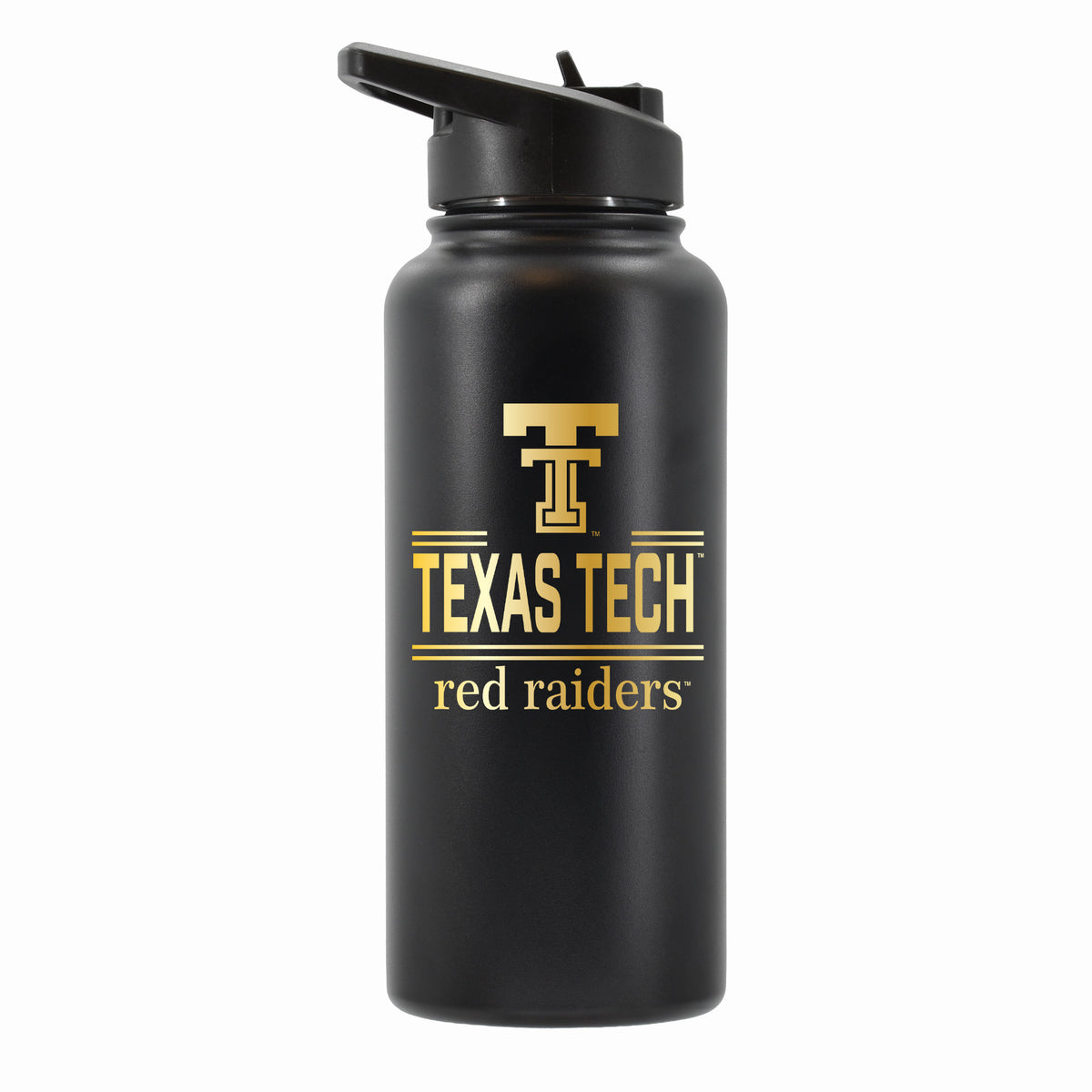 32 oz Stainless Steel Water Bottle with Gold Etched Classic Crew Team Design, Texas Tech University