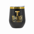 12 oz Stainless Steel Wine Tumbler with Gold Etched Classic Crew Team Design, Texas Tech University