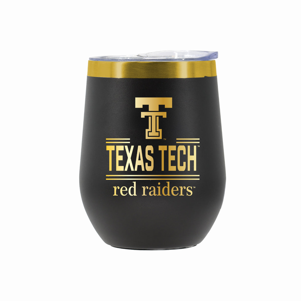 12 oz Stainless Steel Wine Tumbler with Gold Etched Classic Crew Team Design, Texas Tech University