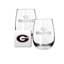 2 Pack Stemless Wine Glasses and Coaster set | University Of Georgia
