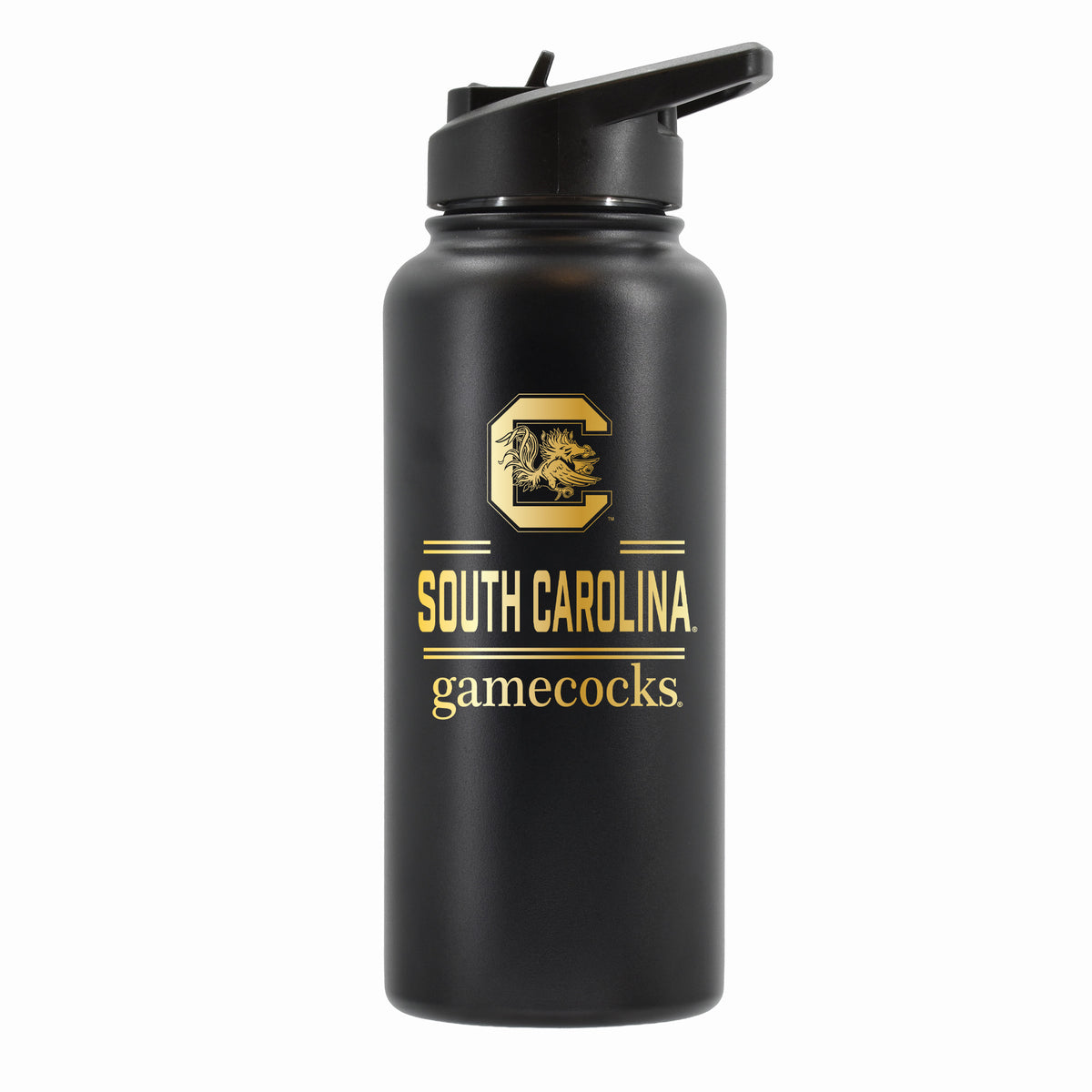 32 oz Stainless Steel Water Bottle with Gold Etched Classic Crew Team Design, University of South Carolina