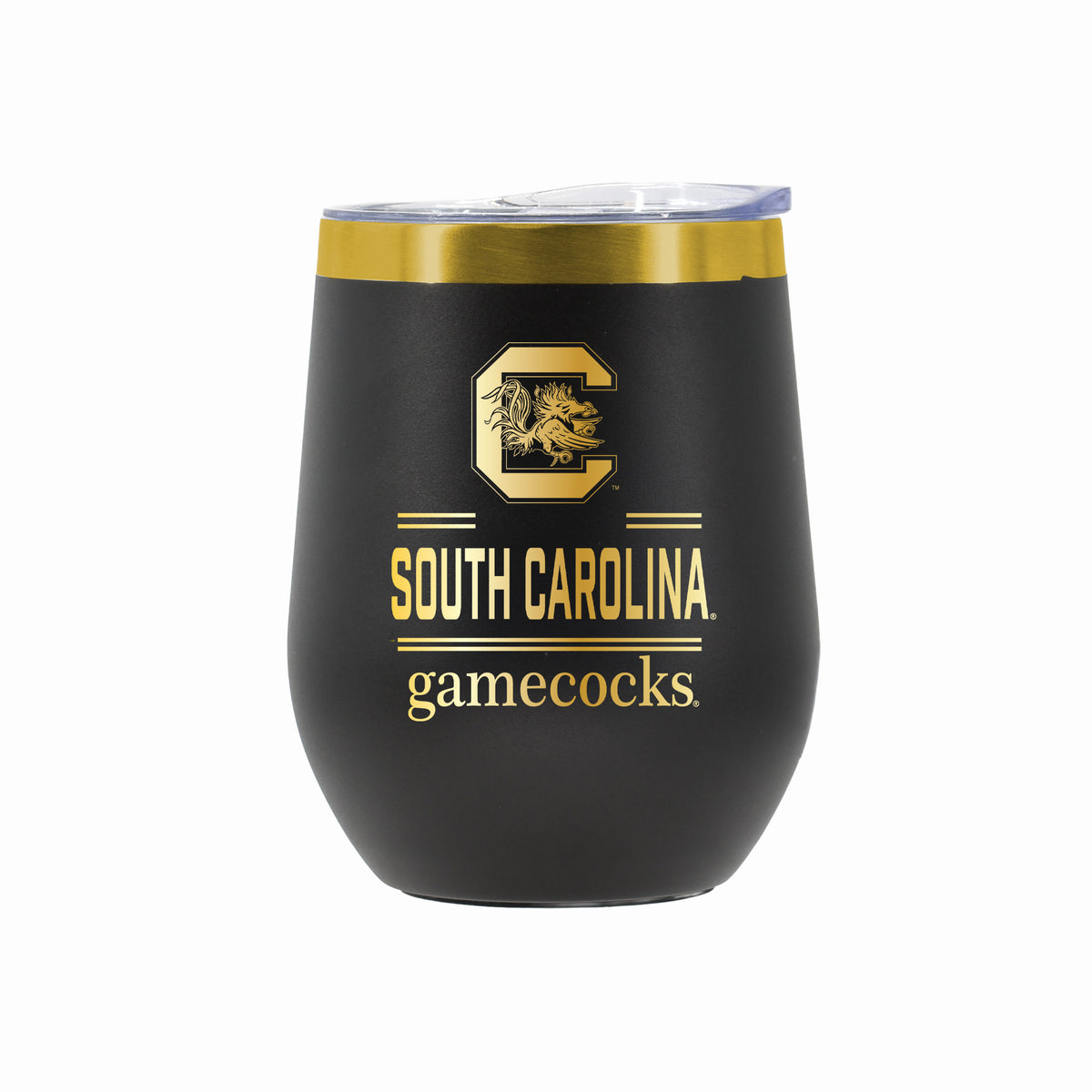 12 oz Stainless Steel Wine Tumbler with Gold Etched Classic Crew Team Design, University of South Carolina