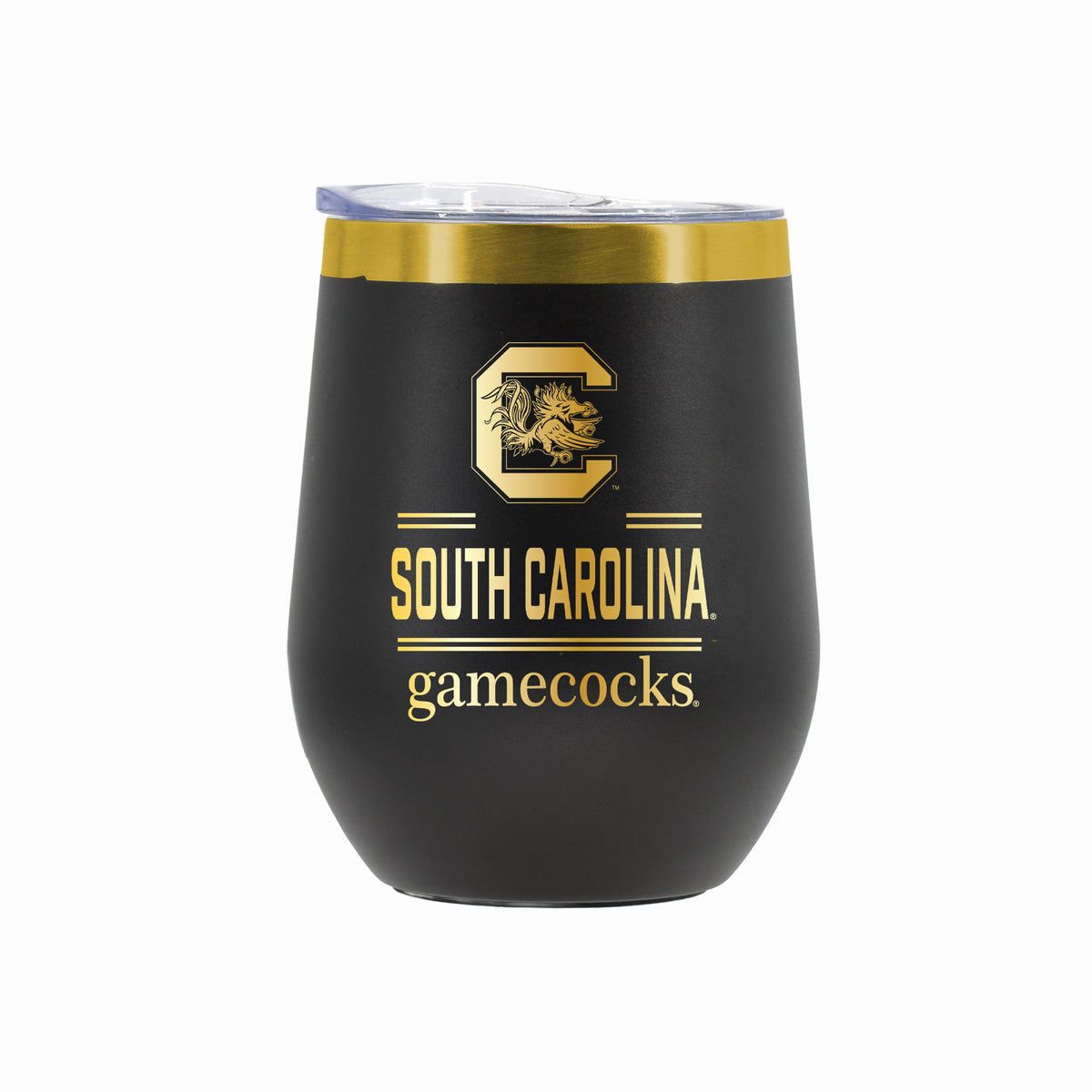 12 oz Stainless Steel Wine Tumbler with Gold Etched Classic Crew Team Design, University of South Carolina