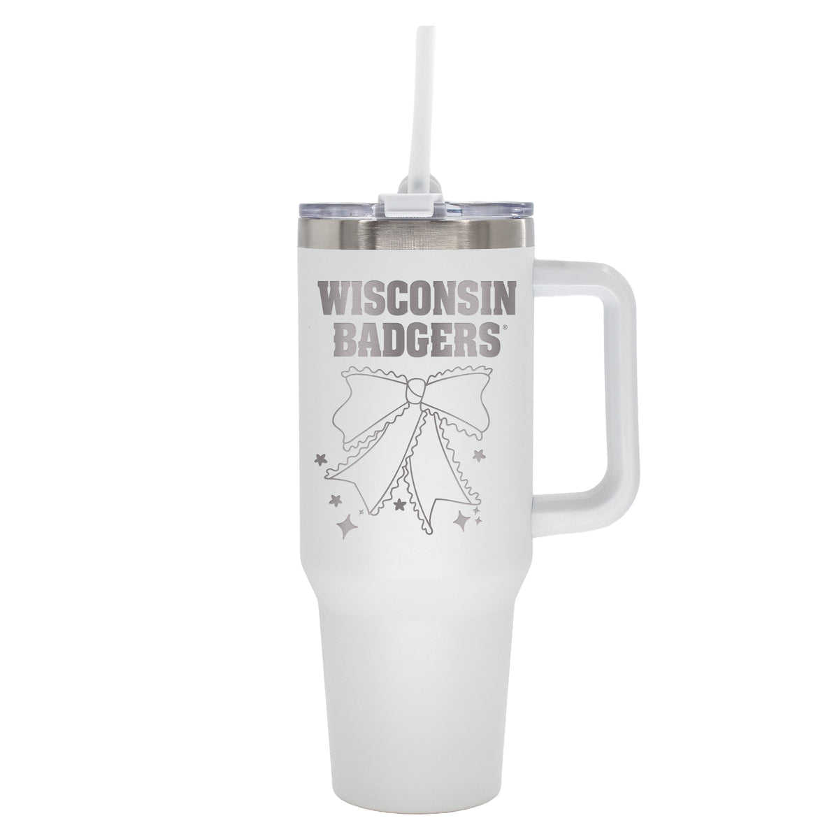  Wisconsin 40oz Bow White Stainless Steel Colossal Tumbler 