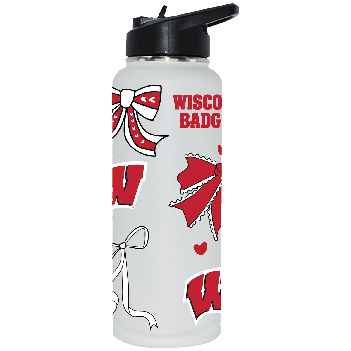  Wisconsin 34oz Bow White Quencher Water Bottle 