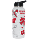  Wisconsin 34oz Bow White Quencher Water Bottle 