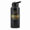 32 oz Stainless Steel Water Bottle with Gold Etched Classic Crew Team Design, University of Wisconsin