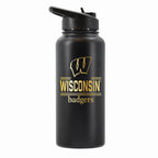 32 oz Stainless Steel Water Bottle with Gold Etched Classic Crew Team Design, University of Wisconsin