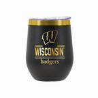 12 oz Stainless Steel Wine Tumbler with Gold Etched Classic Crew Team Design, University of Wisconsin