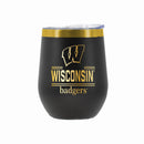 12 oz Stainless Steel Wine Tumbler with Gold Etched Classic Crew Team Design, University of Wisconsin