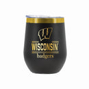 12 oz Stainless Steel Wine Tumbler with Gold Etched Classic Crew Team Design, University of Wisconsin
