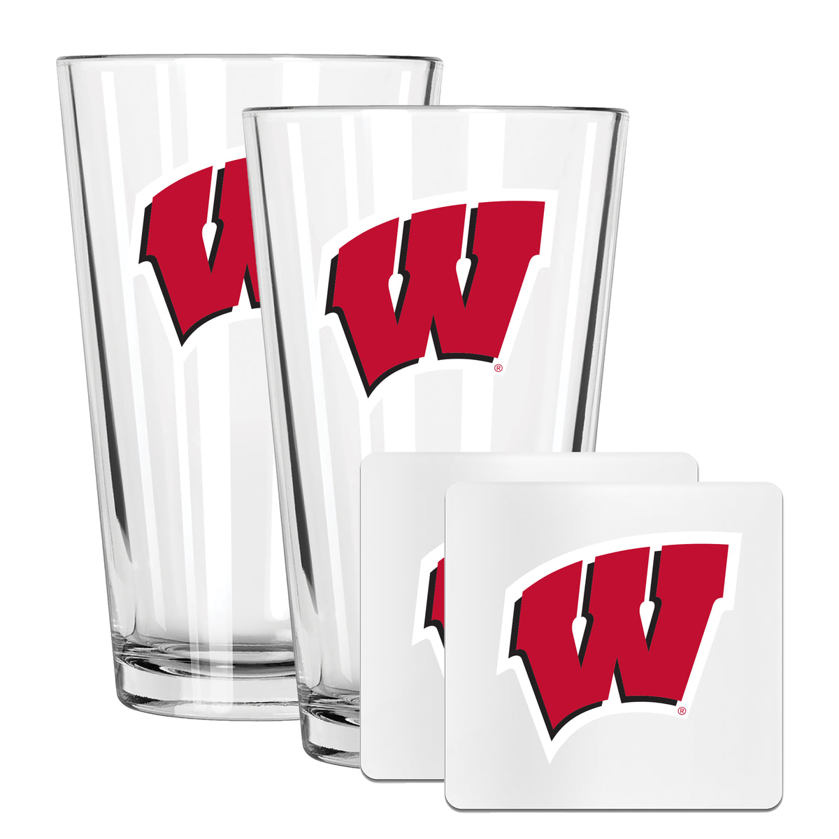 2 Pack Pint and Coasters set  | University Of Wisconsin