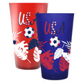 2pk 16oz Red/Blue Frosted Pint Glass, Direct Print, United States of America