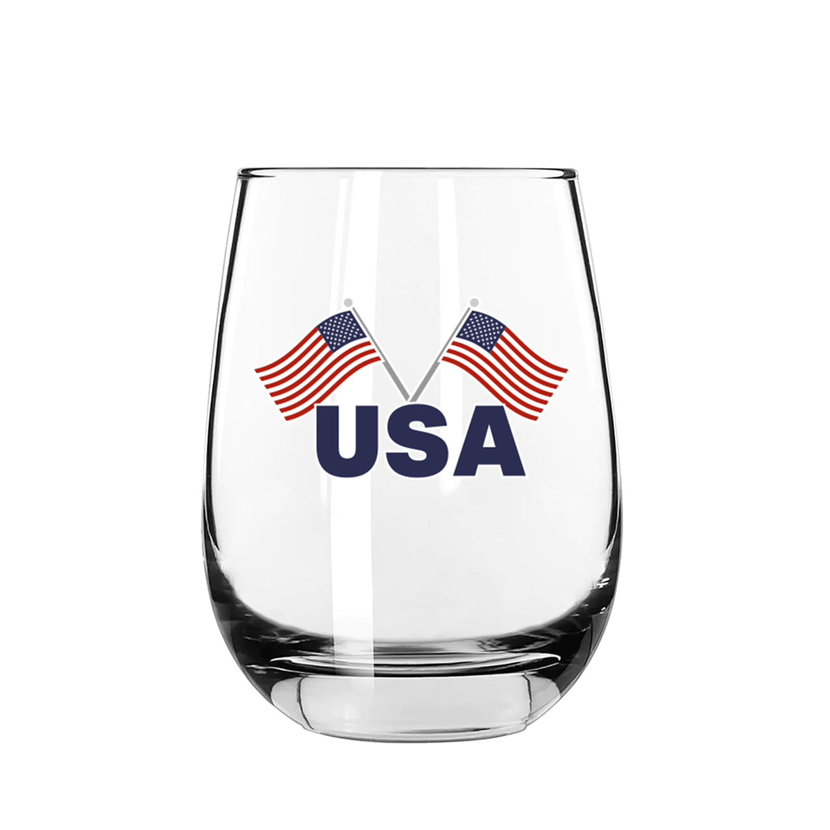 15oz Stemless Wine Glass, Country Pride, Direct Print, United States of America