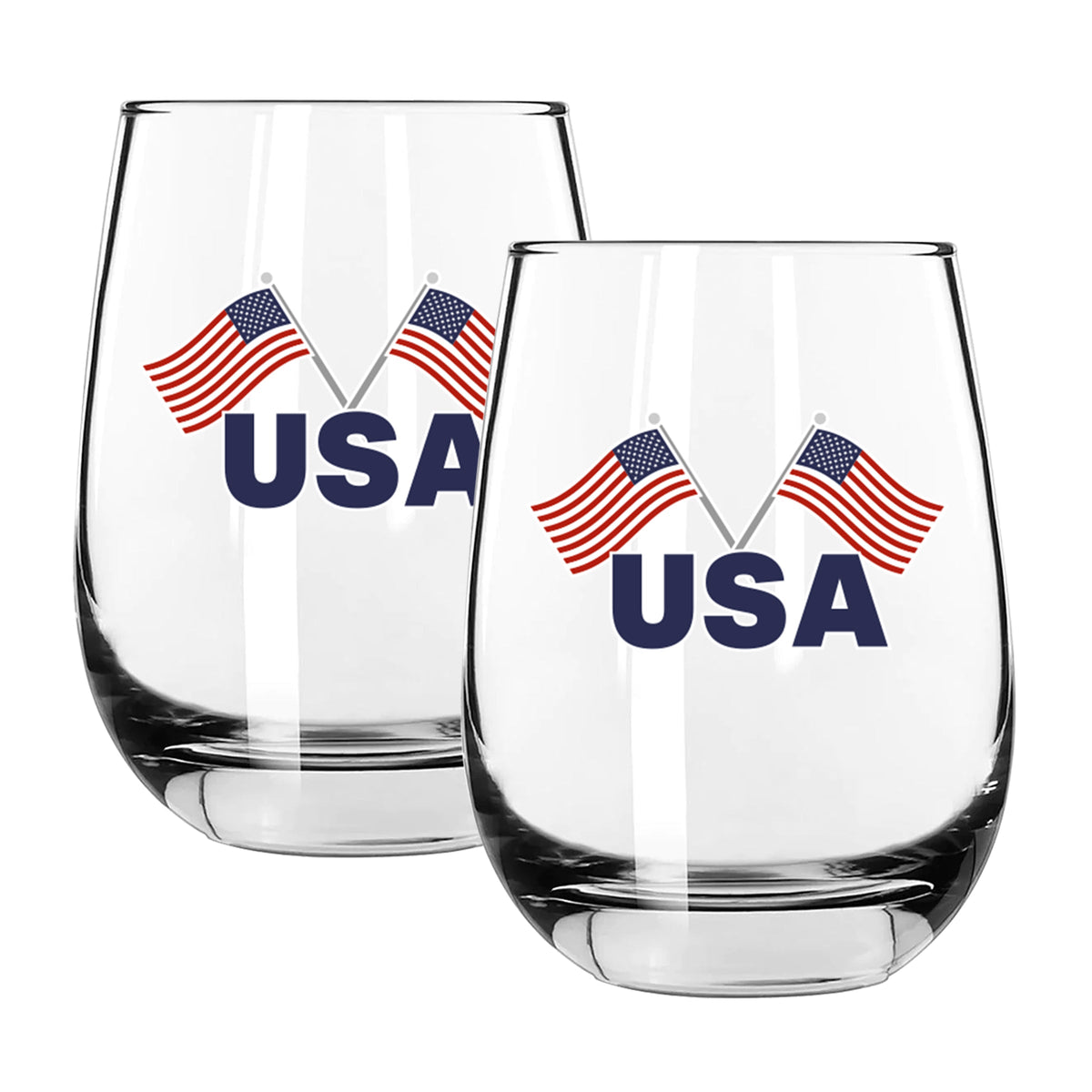 2pk 15oz Stemless Wine Glass, Direct Print, United States of America