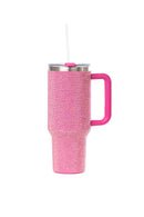 40oz. Bling Tumbler with Handle and Straw Lid | Hot Pink