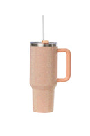 40oz. Bling Tumbler with Handle and Straw Lid | Peach Fuzz