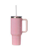 40oz. Bling Tumbler with Handle and Straw Lid | Pink Sand