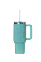 40oz. Bling Tumbler with Handle and Straw Lid | Sea Glass