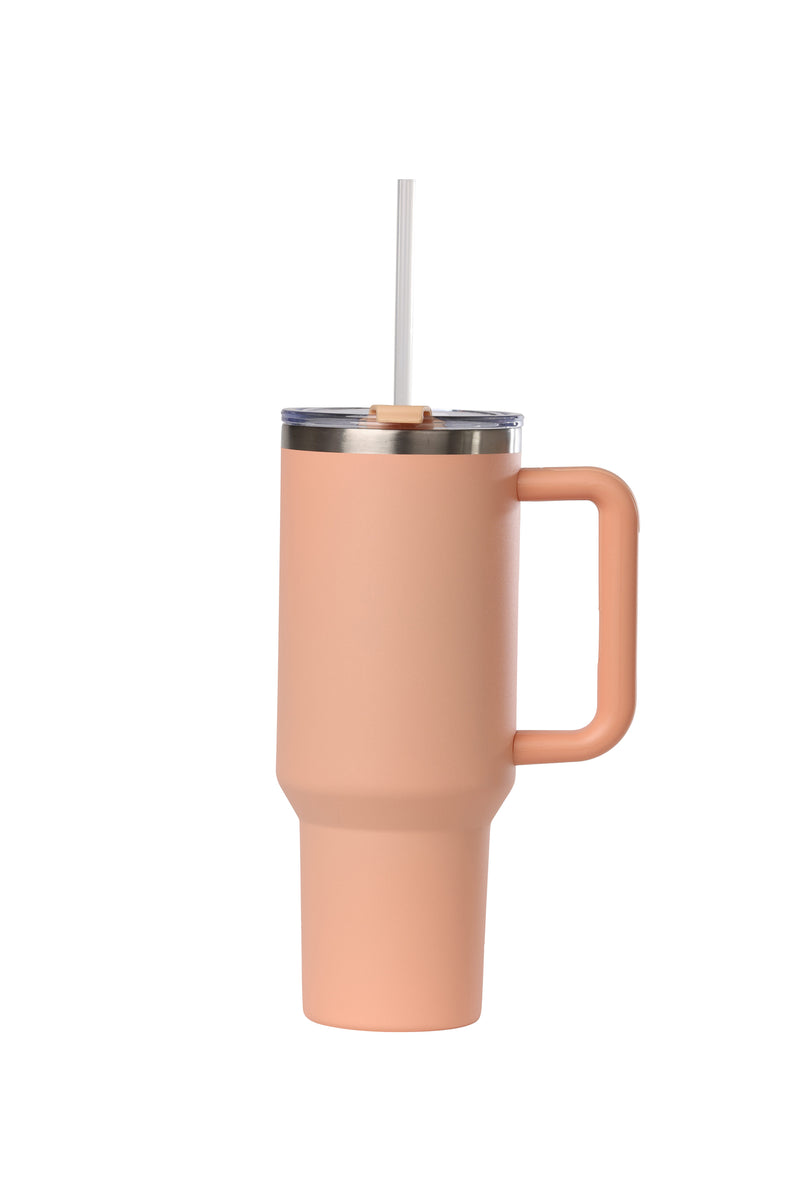 40oz. Tumbler with Handle and Straw Lid | Peach Fuzz