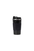 18oz. Travel Coffee Mug with Flip Lid and Silicone Sleeve | Black Leopard