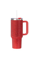 40oz. Bling Tumbler with Handle and Straw Lid | Red Coral