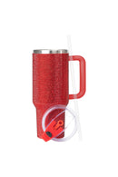 40oz. Bling Tumbler with Handle and Straw Lid | Red Coral