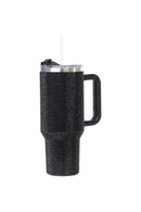 40oz. Bling Tumbler with Handle and Straw Lid | Black