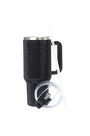 40oz. Bling Tumbler with Handle and Straw Lid | Black