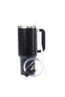 40oz. Tumbler with Handle and Straw Lid | Black Leopard