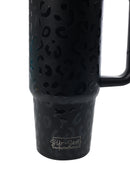 40oz. Tumbler with Handle and Straw Lid | Black Leopard