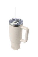 40oz. Tumbler with Handle and Straw Lid | White Sand Leopard