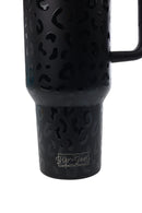 50oz. Tumbler with Handle and Straw Lid | Black Leopard