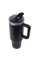 50oz. Tumbler with Handle and Straw Lid | Black Leopard