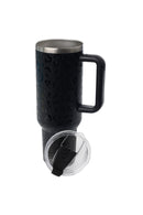 50oz. Tumbler with Handle and Straw Lid | Black Leopard