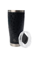 24oz. Insulated Tumbler with Lid and Straw | Black Leopard
