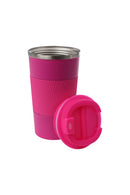 18oz. Travel Coffee Mug with Flip Lid and Silicone Sleeve | Hot Pink