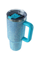 40oz. Bling Tumbler with Handle and Straw Lid | Turquoise