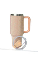 40oz. Bling Tumbler with Handle and Straw Lid | Peach Fuzz