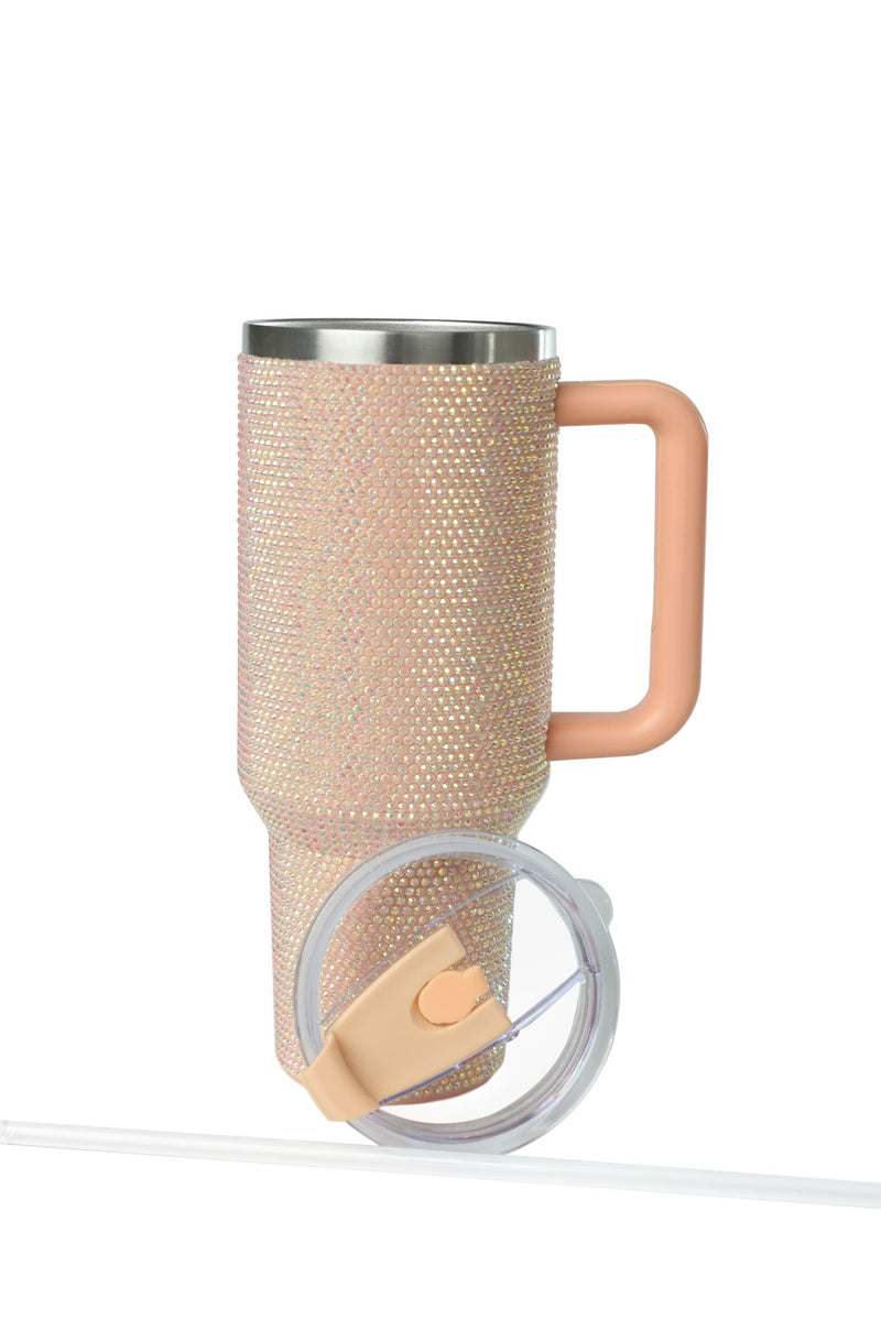 40oz. Bling Tumbler with Handle and Straw Lid | Peach Fuzz