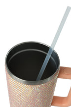 40oz. Bling Tumbler with Handle and Straw Lid | Peach Fuzz
