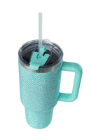 40oz. Bling Tumbler with Handle and Straw Lid | Sea Glass