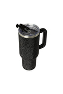 40oz. Bling Tumbler with Handle and Straw Lid | Black