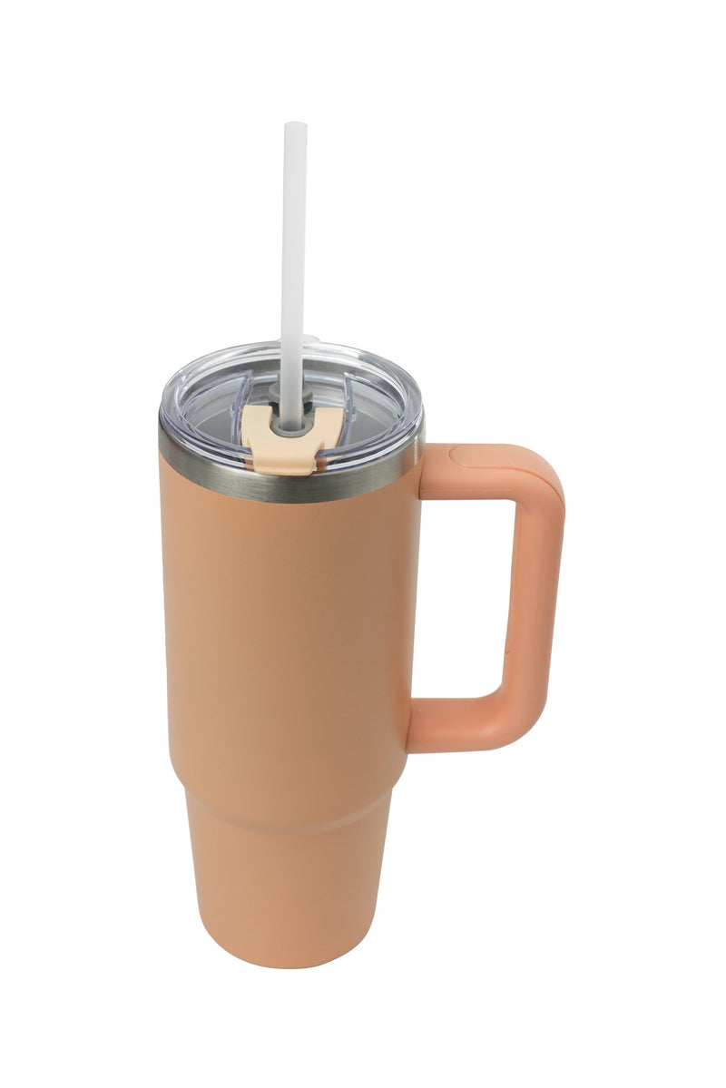 30oz. Tumbler with Handle and Straw Lid | Peach Fuzz
