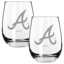 2pk 15oz Stemless Wine Glass, ETC, Atlanta Braves